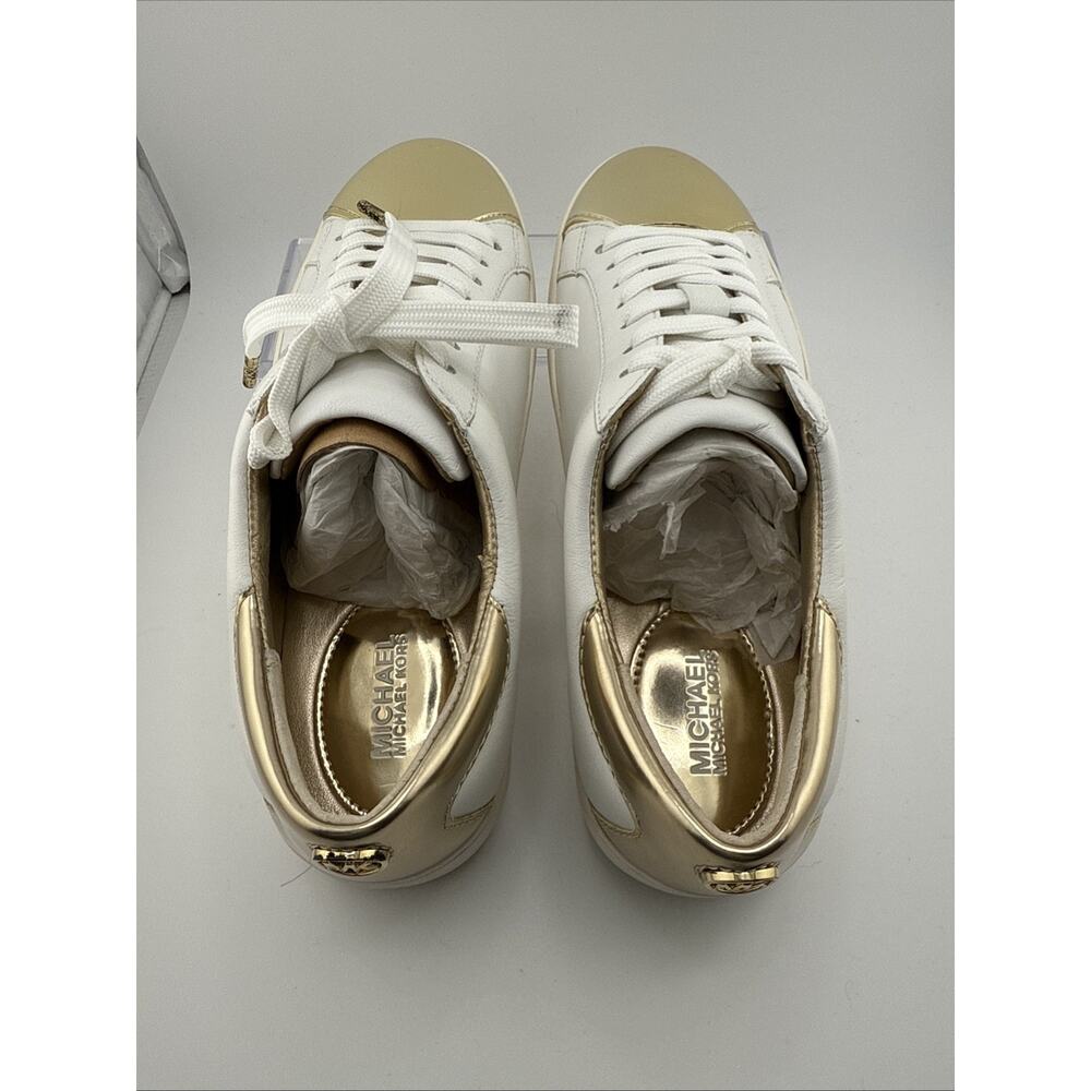Michael Kors Frankie‎ Stripe White & Gold Leather Shoes Women Size 5 NWOB - Picture 11 of 11